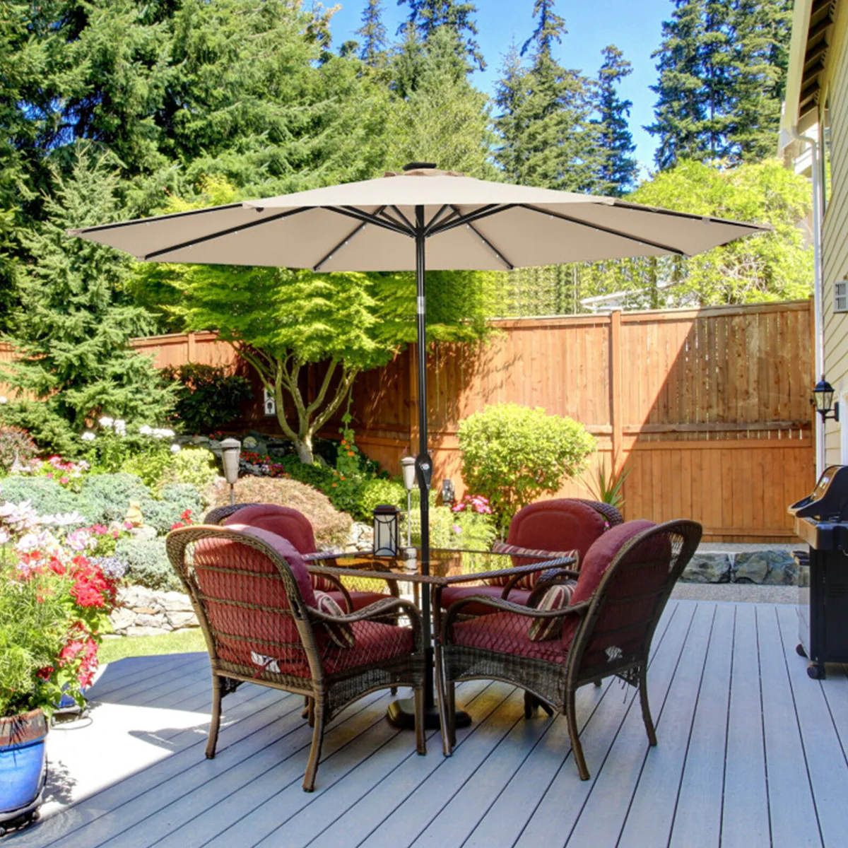 10' Cantilever Patio Umbrella with Solar Powered Lights - Image 10
