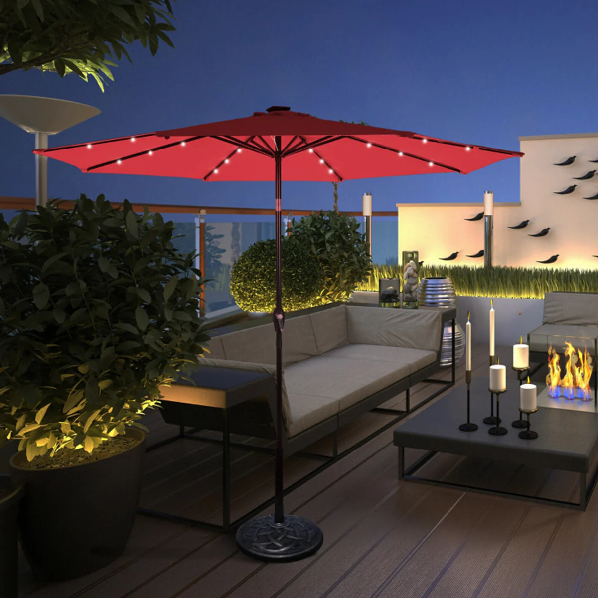 10' Cantilever Patio Umbrella with Solar Powered Lights - Image 12
