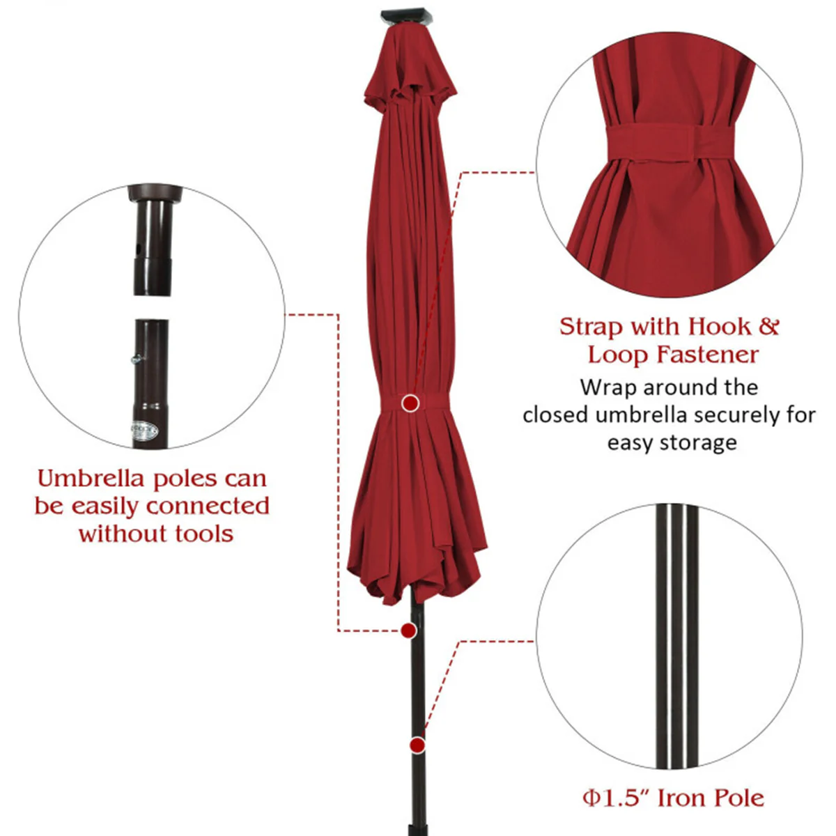 10' Cantilever Patio Umbrella with Solar Powered Lights - Image 13