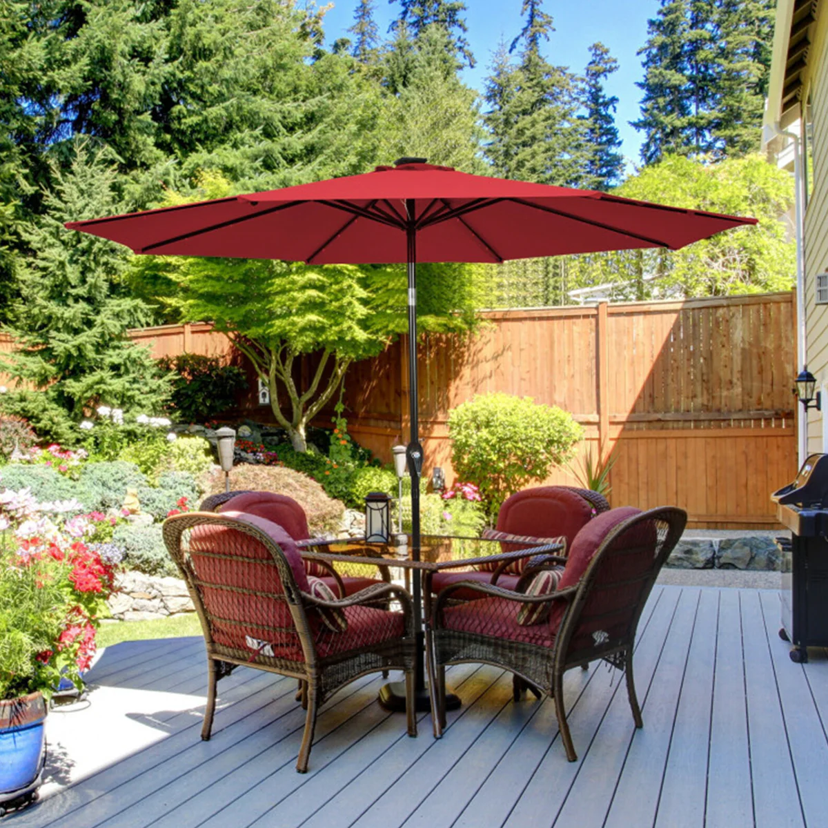10' Cantilever Patio Umbrella with Solar Powered Lights - Image 15