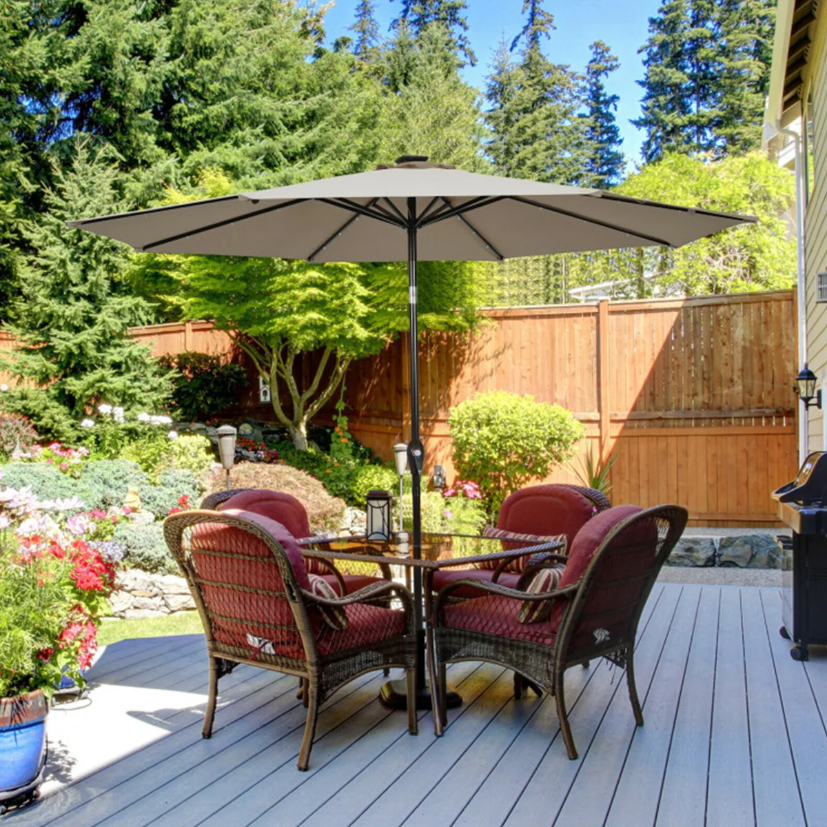 10' Cantilever Patio Umbrella with Solar Powered Lights - Image 35