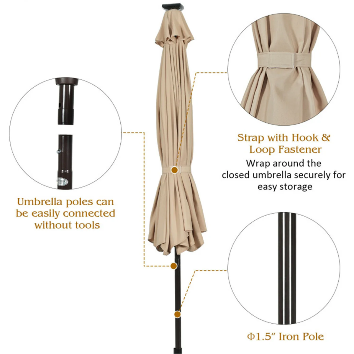 10' Cantilever Patio Umbrella with Solar Powered Lights - Image 4