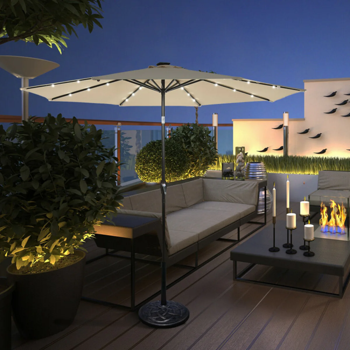 10' Cantilever Patio Umbrella with Solar Powered Lights - Image 5