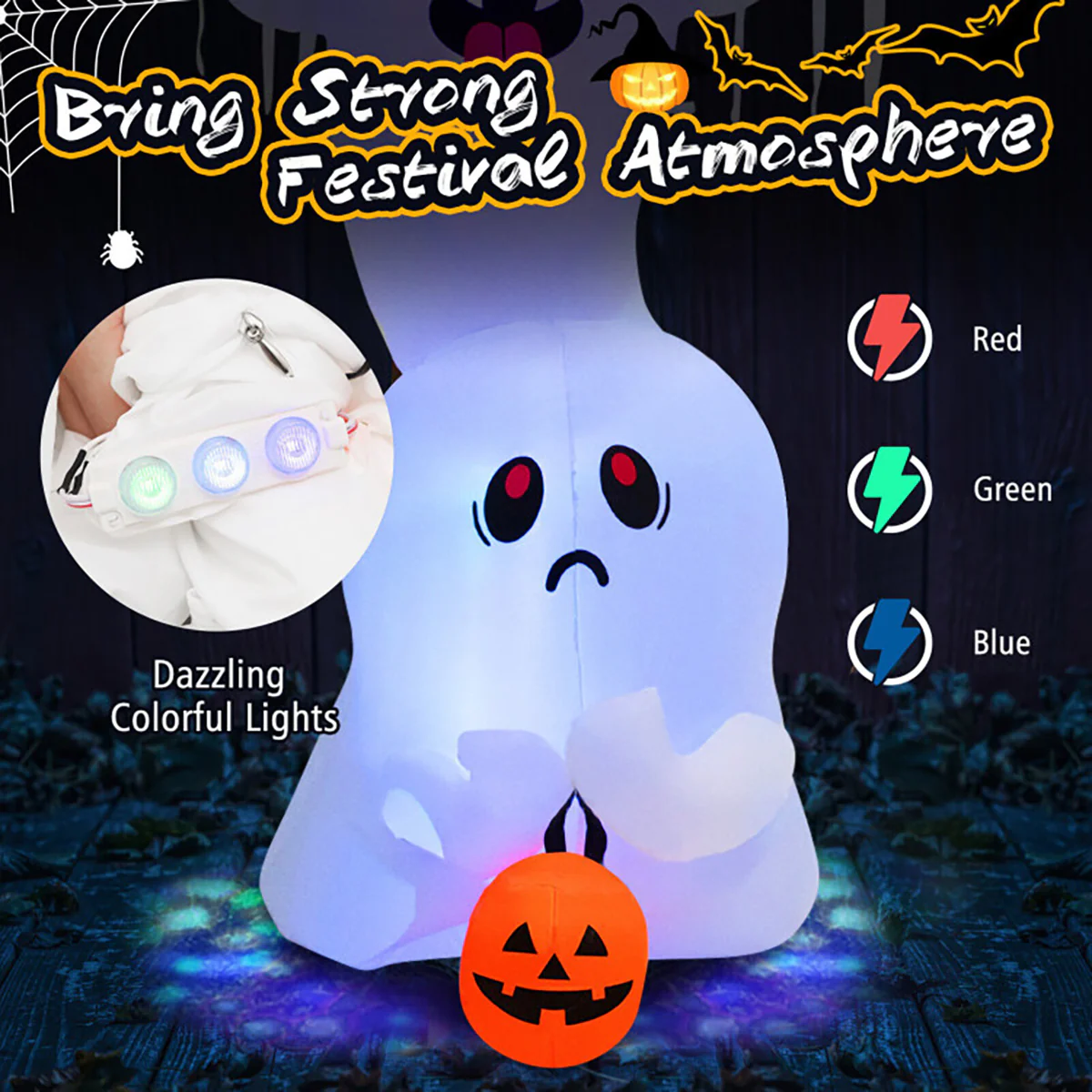 10' Inflatable Halloween Overlapping Ghosts - Image 6