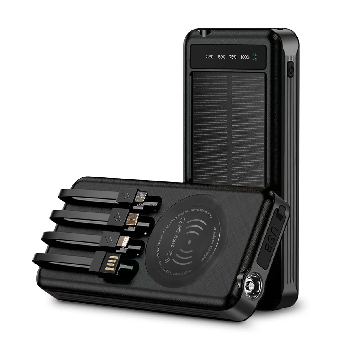 10000mAh Solar Power Bank with Wireless Charging - Image 2