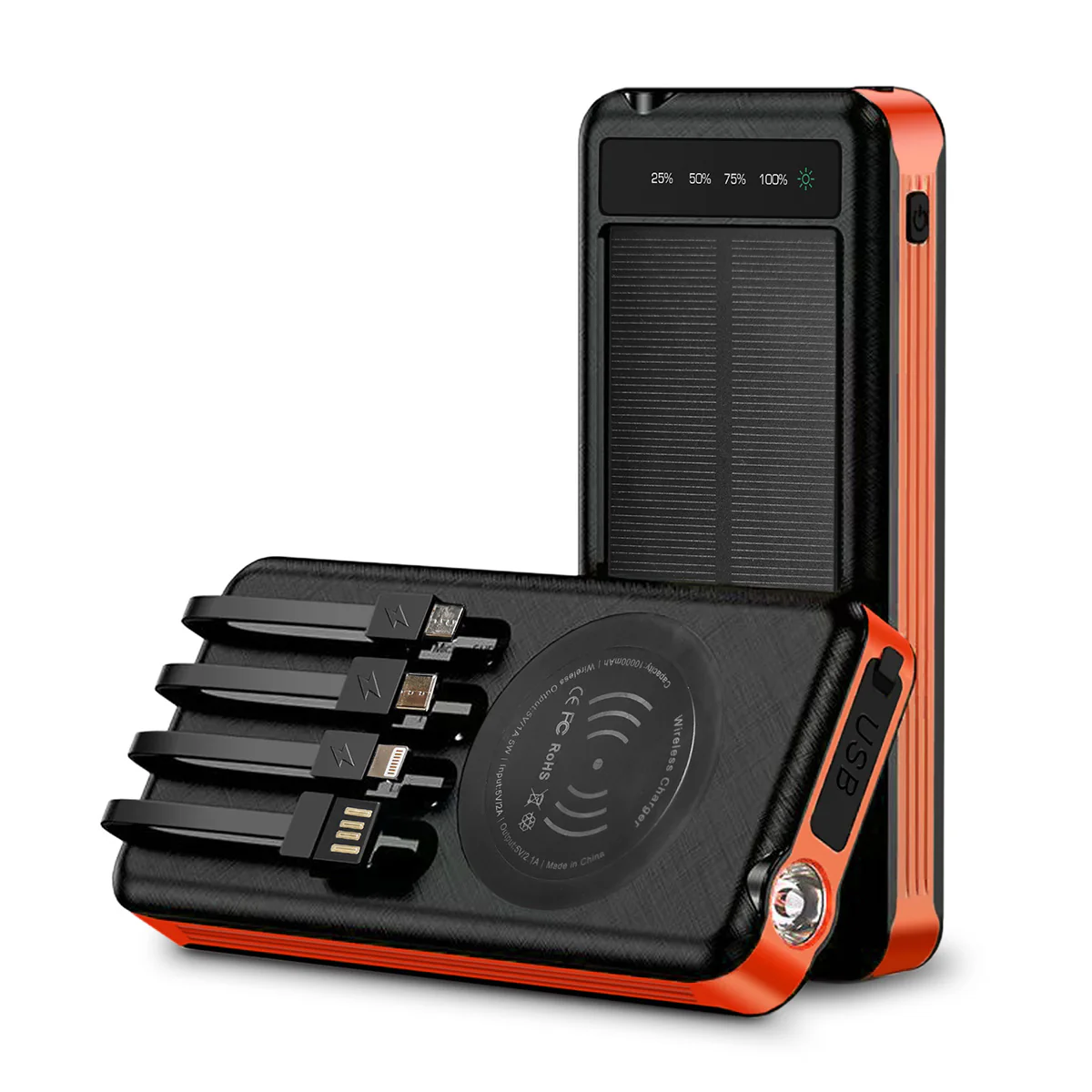 10000mAh Solar Power Bank with Wireless Charging - Image 3