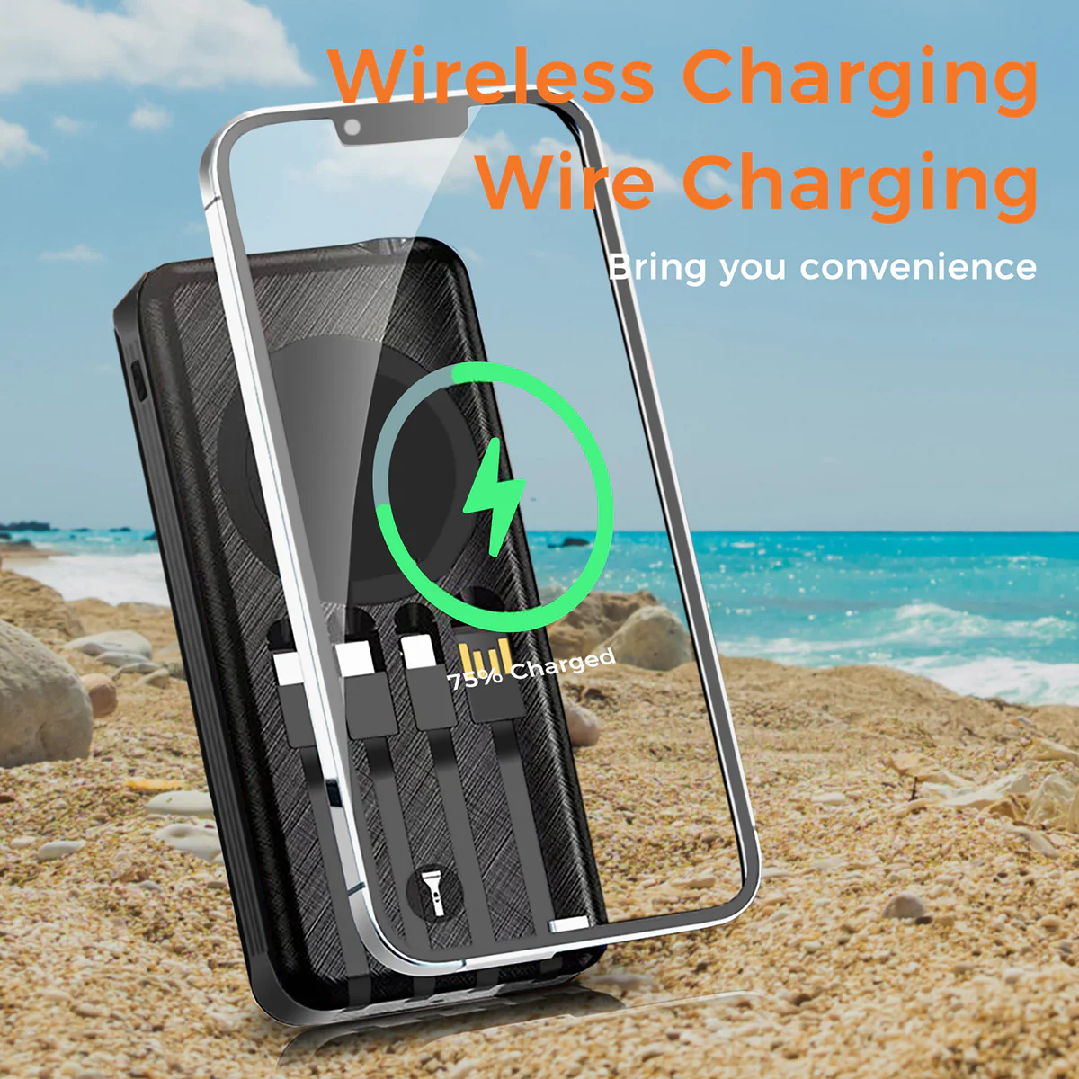 10000mAh Solar Power Bank with Wireless Charging - Image 4
