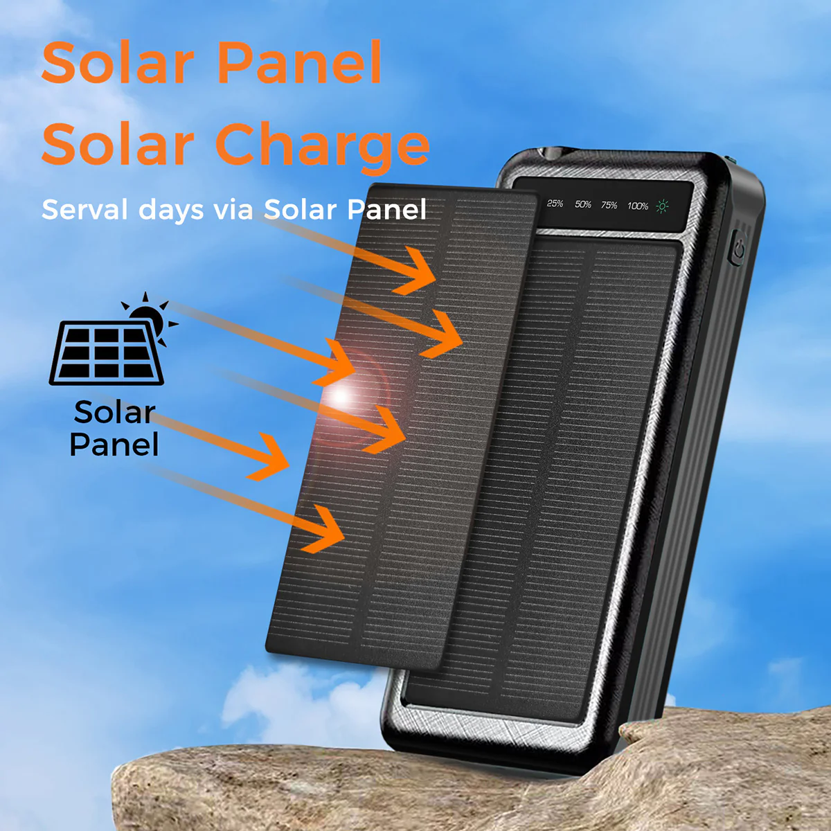 10000mAh Solar Power Bank with Wireless Charging - Image 6