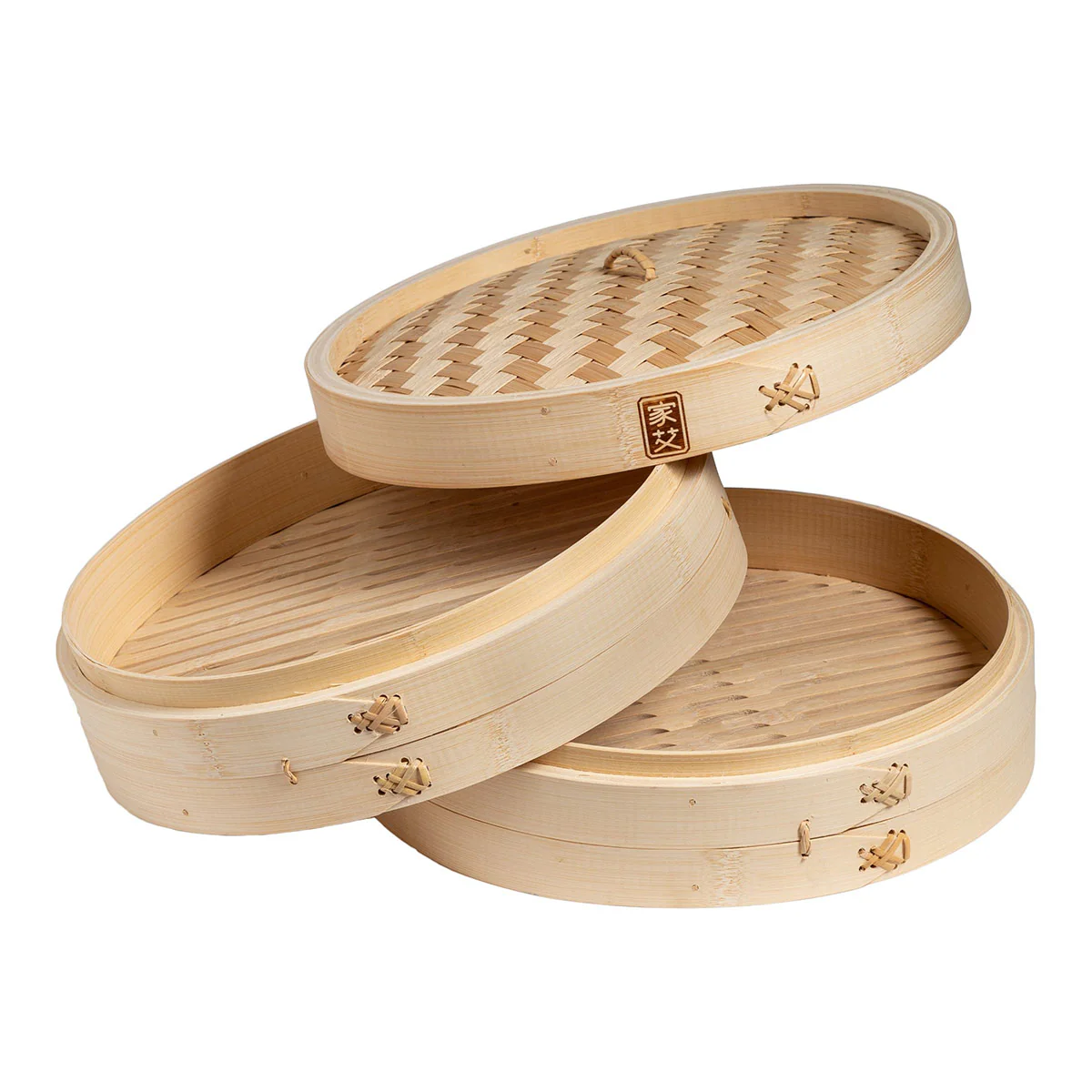 12'' 2-Tier Bamboo Steamer Baskets - Image 2