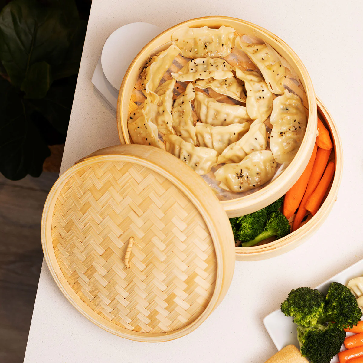 12'' 2-Tier Bamboo Steamer Baskets - Image 3