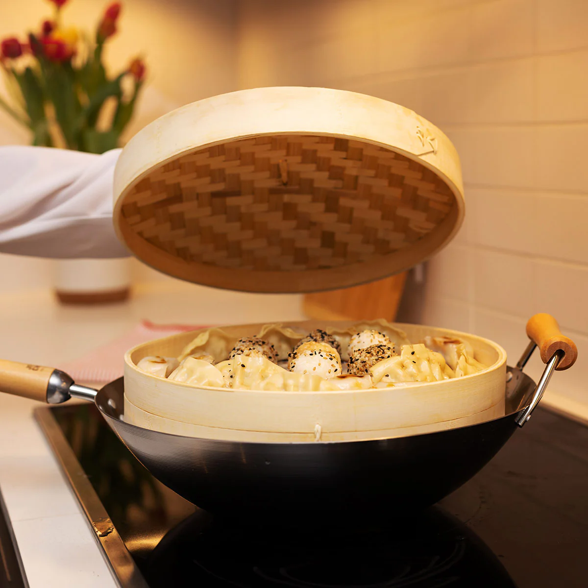 12'' 2-Tier Bamboo Steamer Baskets - Image 5