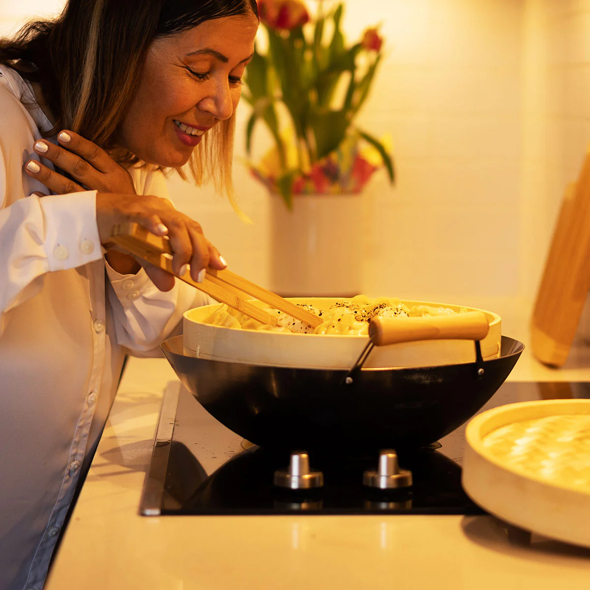 12'' 2-Tier Bamboo Steamer Baskets - Image 6