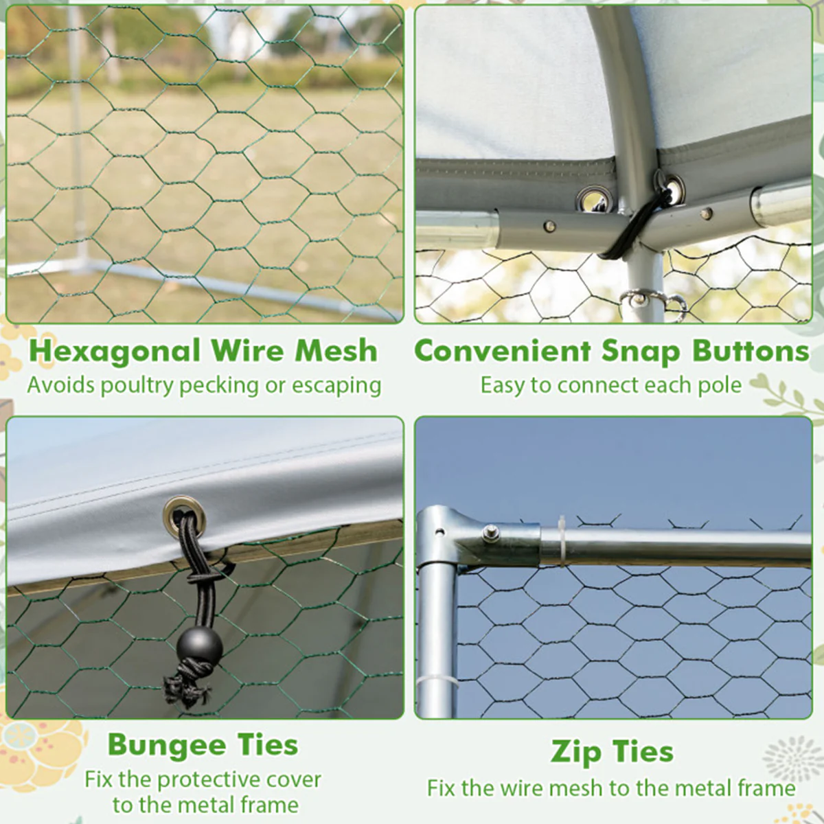 13' Wire Mesh Hexagonal Chicken Coop - Image 7