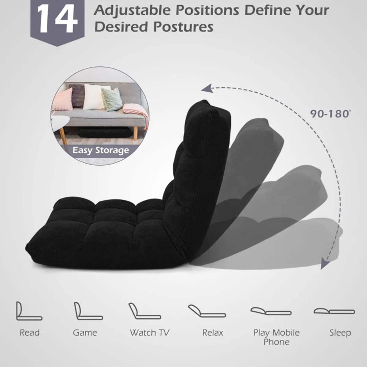 14-Position Adjustable Cushioned Floor Chair - Image 13