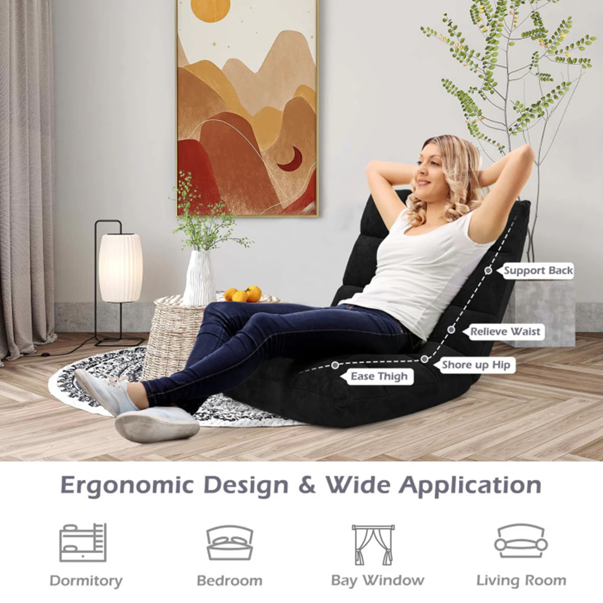 14-Position Adjustable Cushioned Floor Chair - Image 15
