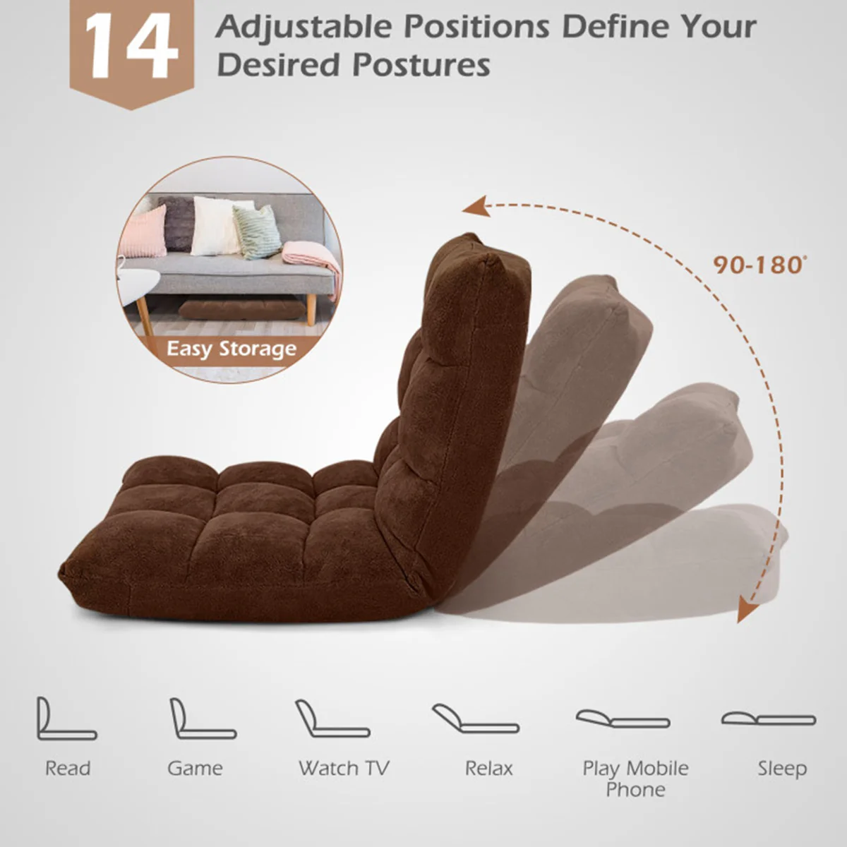 14-Position Adjustable Cushioned Floor Chair - Image 34