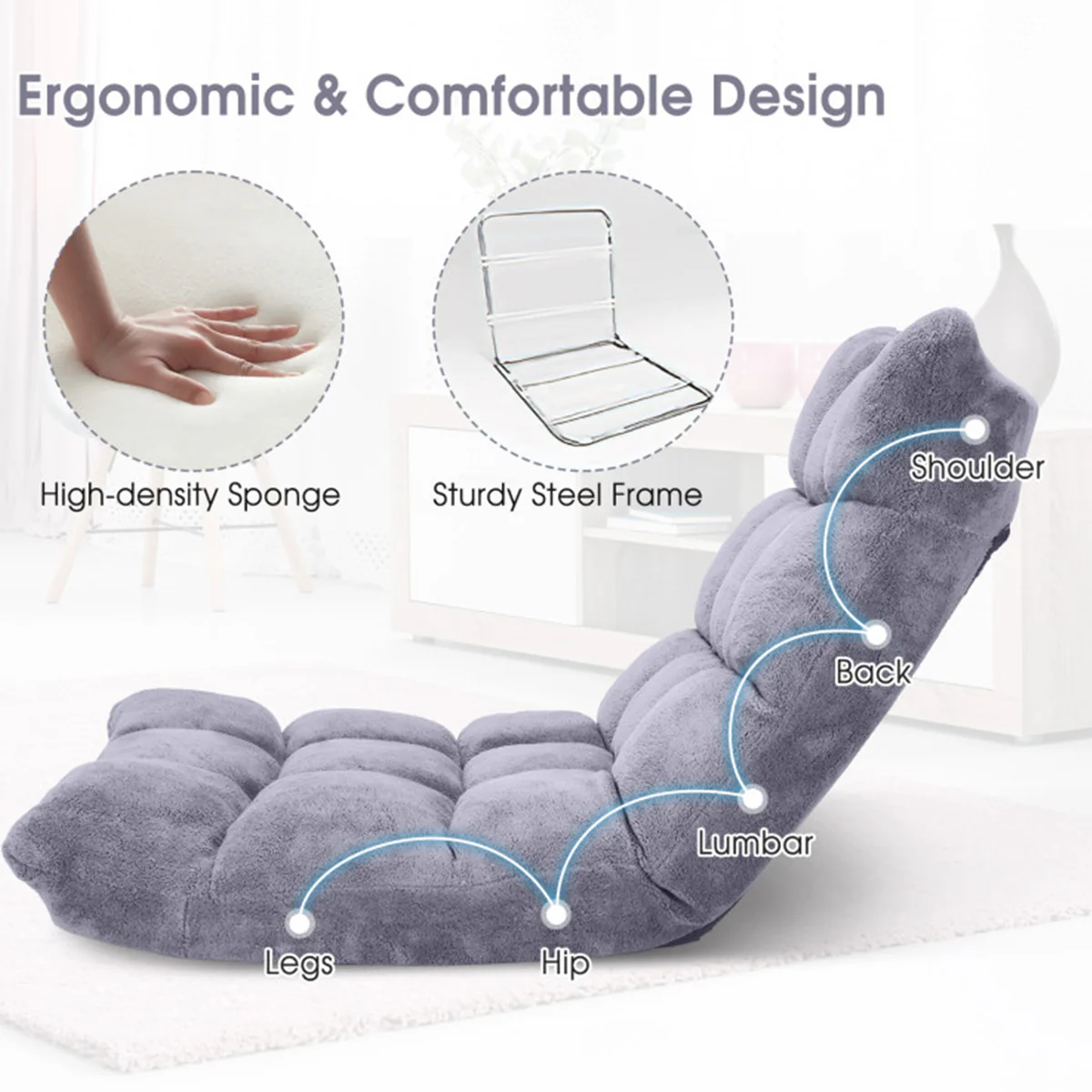 14-Position Adjustable Cushioned Floor Chair - Image 50