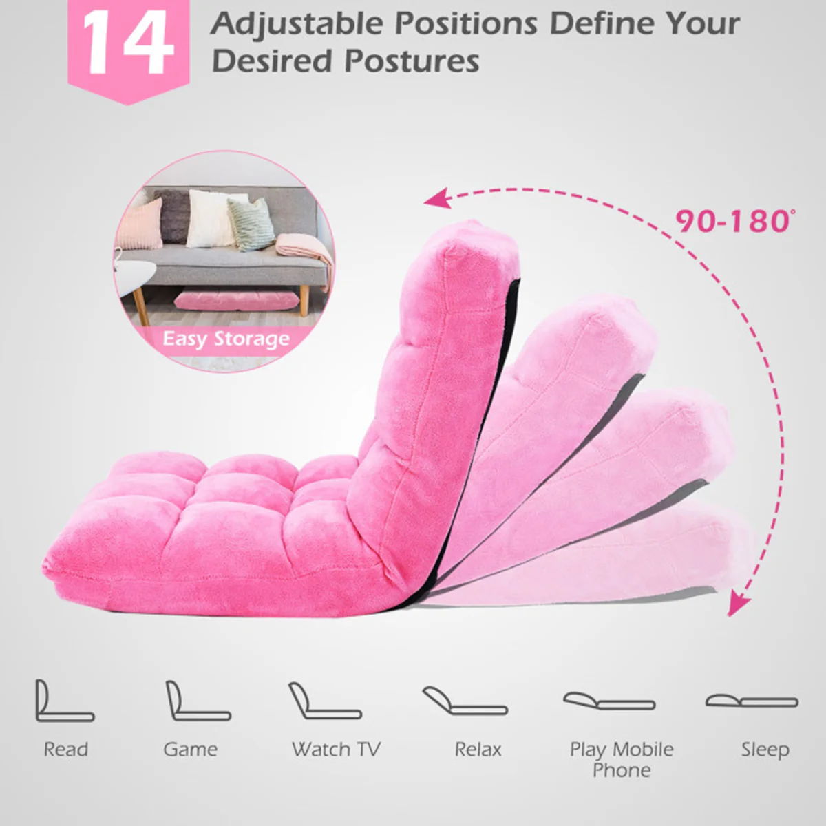 14-Position Adjustable Cushioned Floor Chair - Image 65