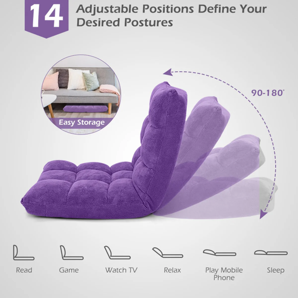 14-Position Adjustable Cushioned Floor Chair - Image 76