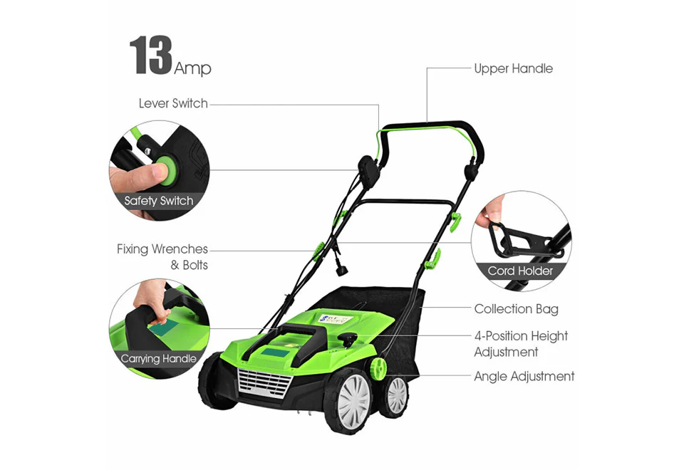 15'' Corded Electric Lawn Dethatcher - Image 6