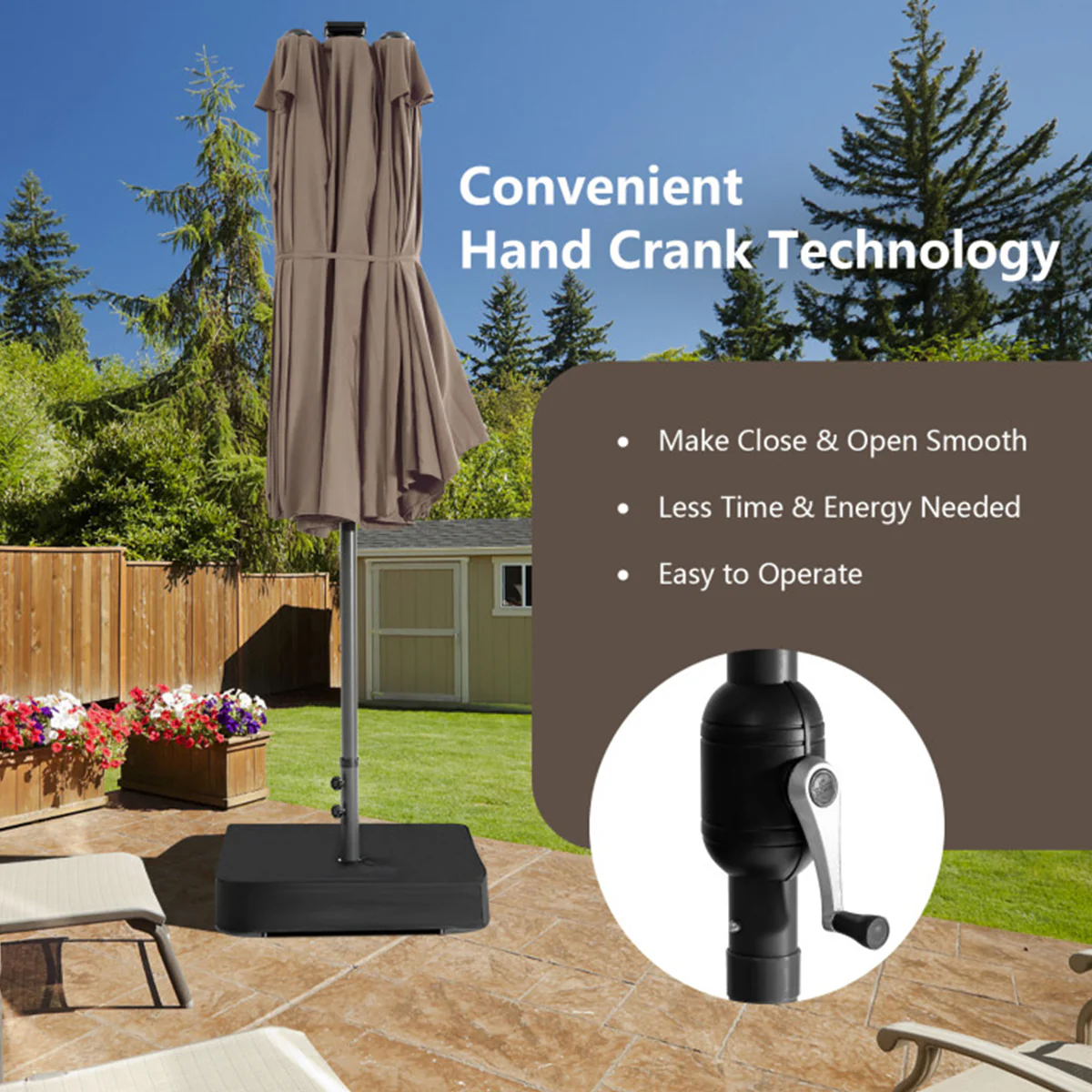15' Double-Sided Patio Umbrella with Solar Powered LED Lights - Image 16