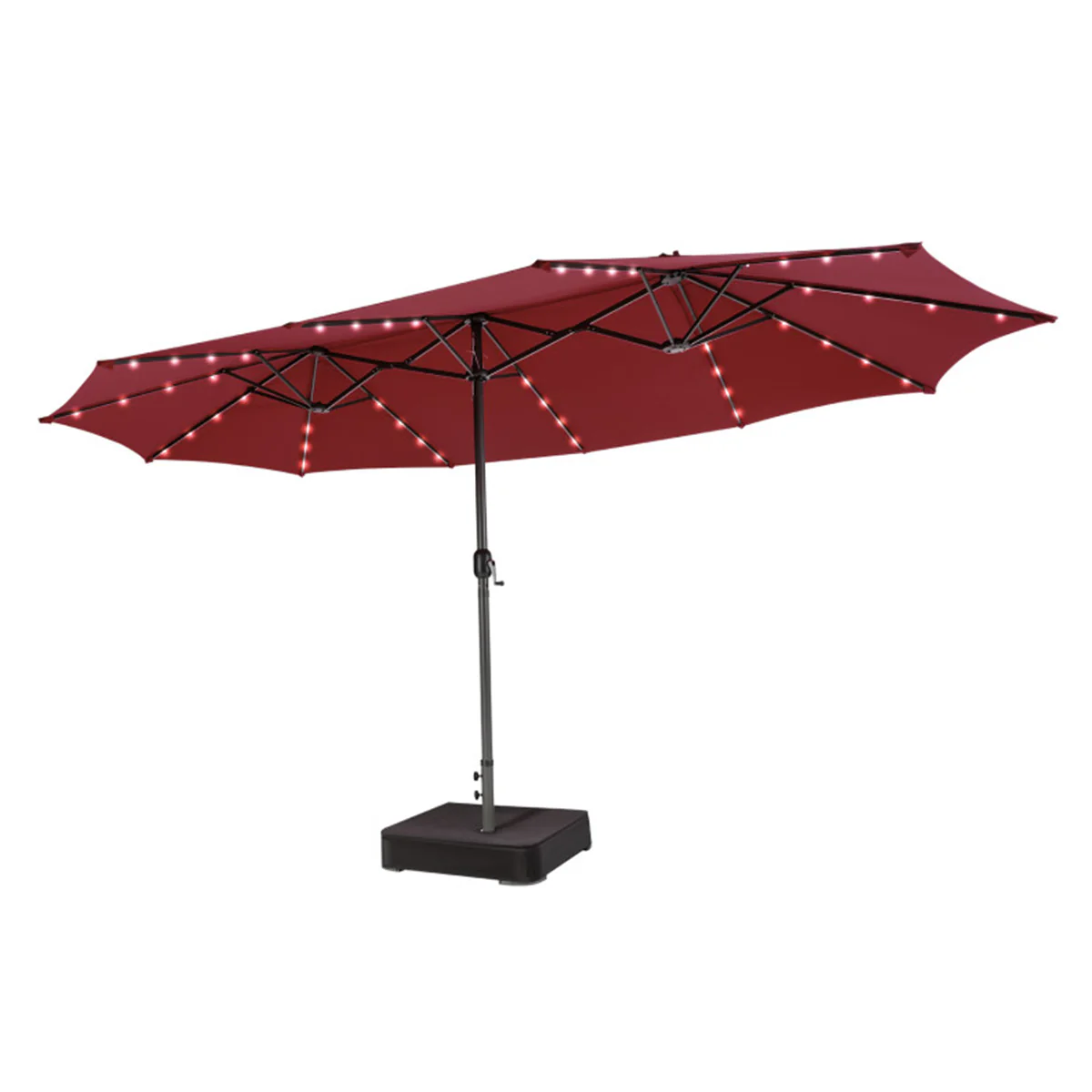15' Double-Sided Patio Umbrella with Solar Powered LED Lights - Image 21