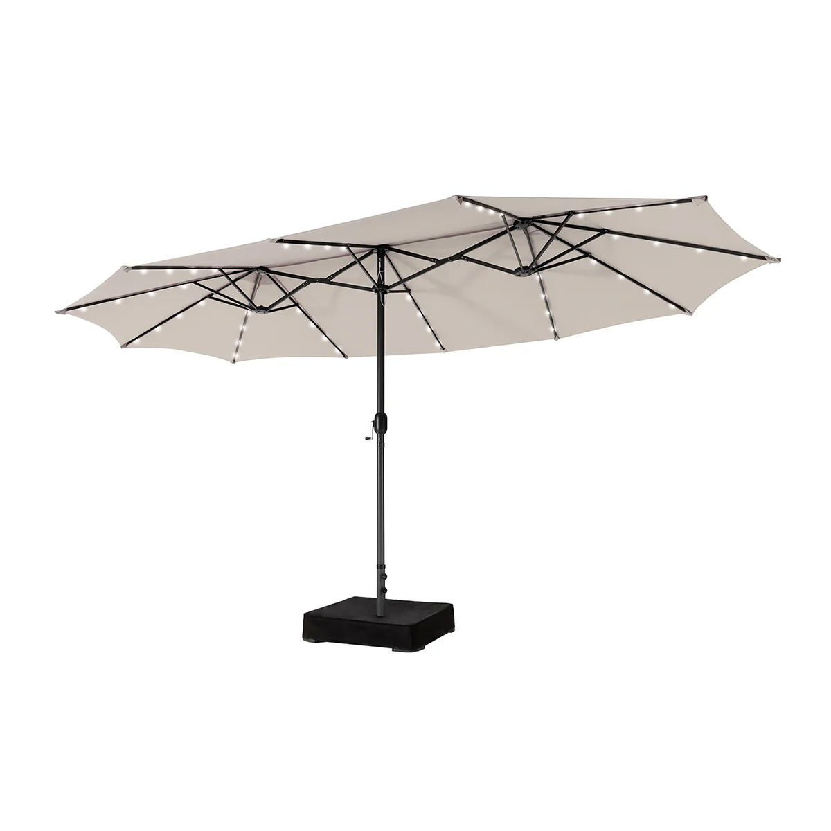 15' Double-Sided Patio Umbrella with Solar Powered LED Lights - Image 3