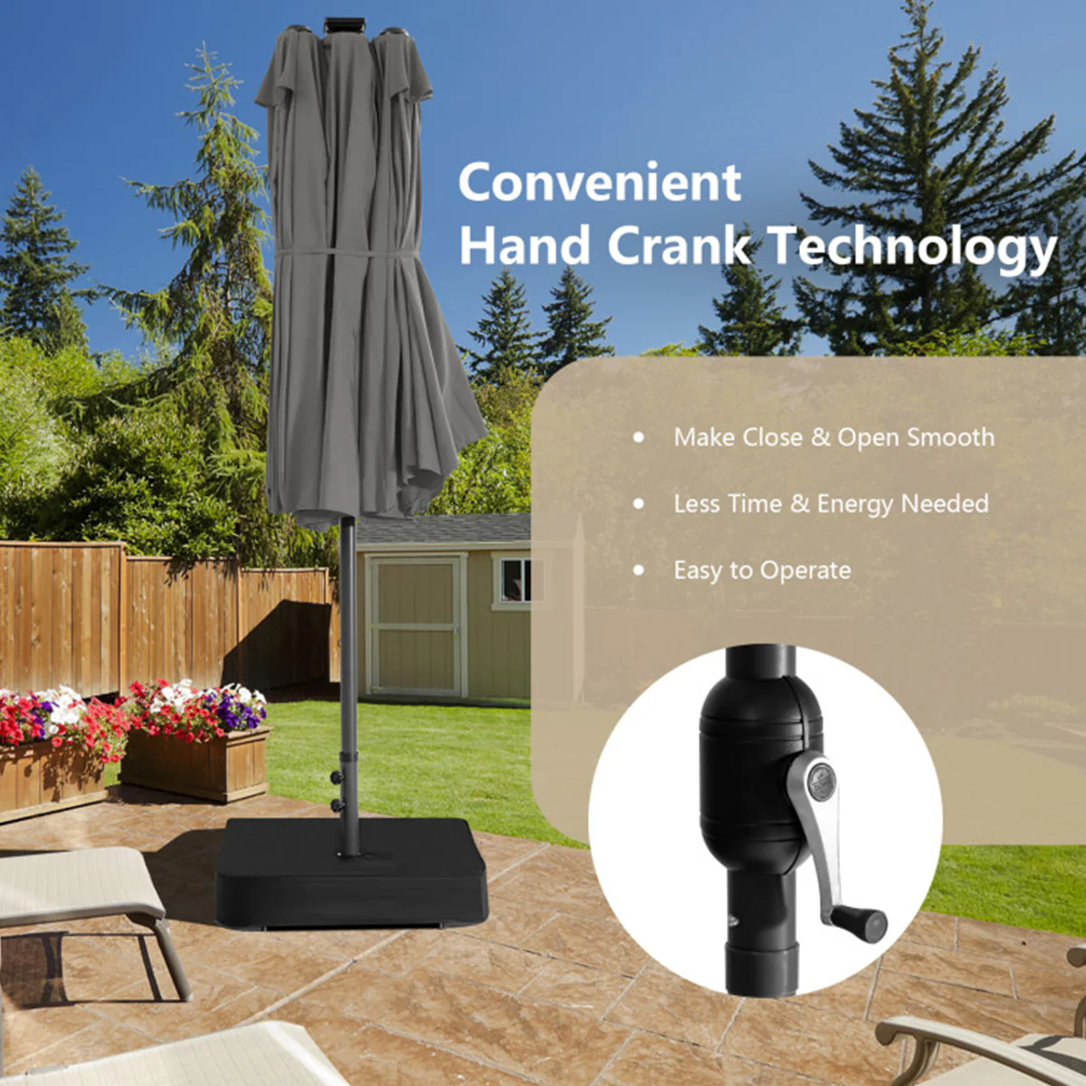 15' Double-Sided Patio Umbrella with Solar Powered LED Lights - Image 34