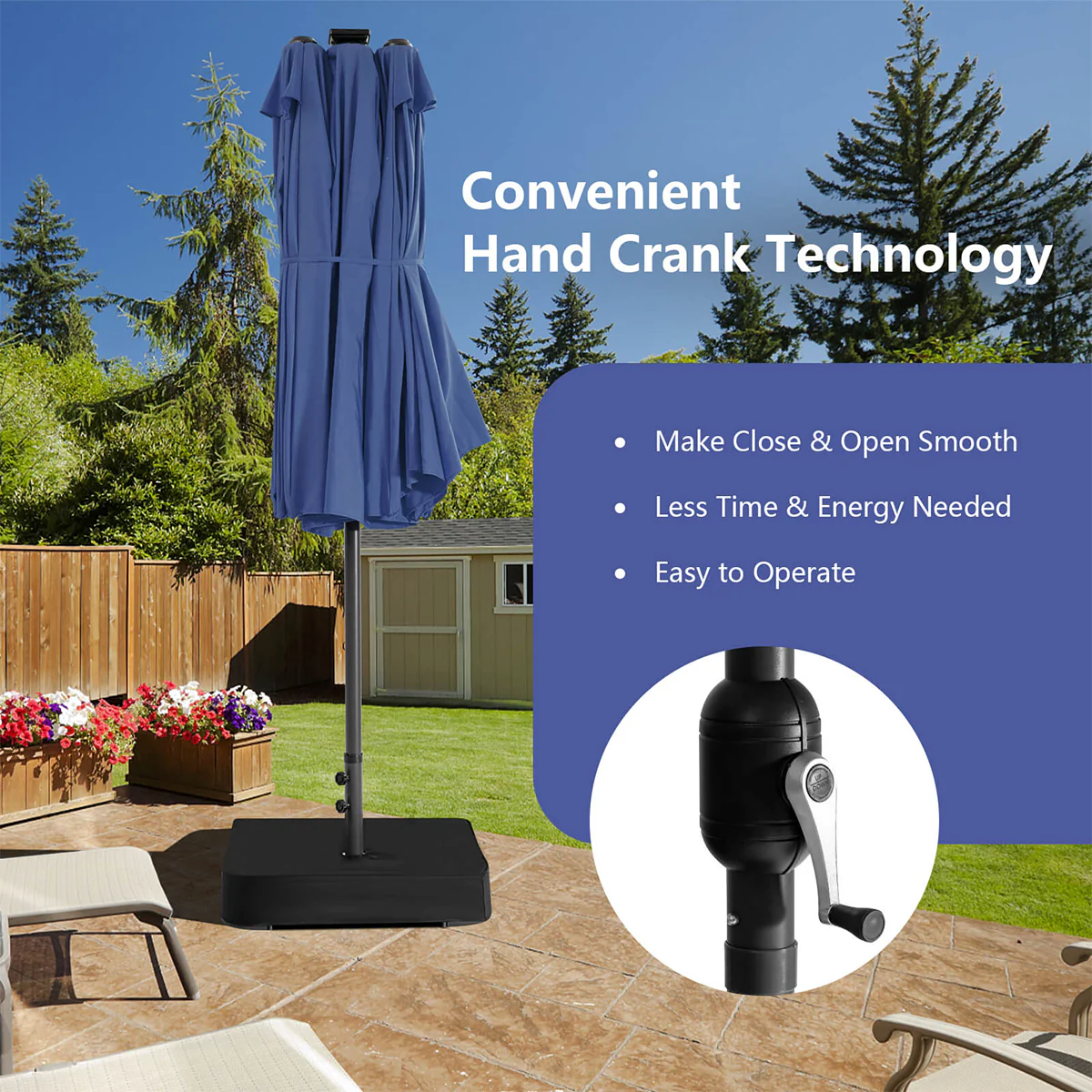 15' Double-Sided Patio Umbrella with Solar Powered LED Lights - Image 43