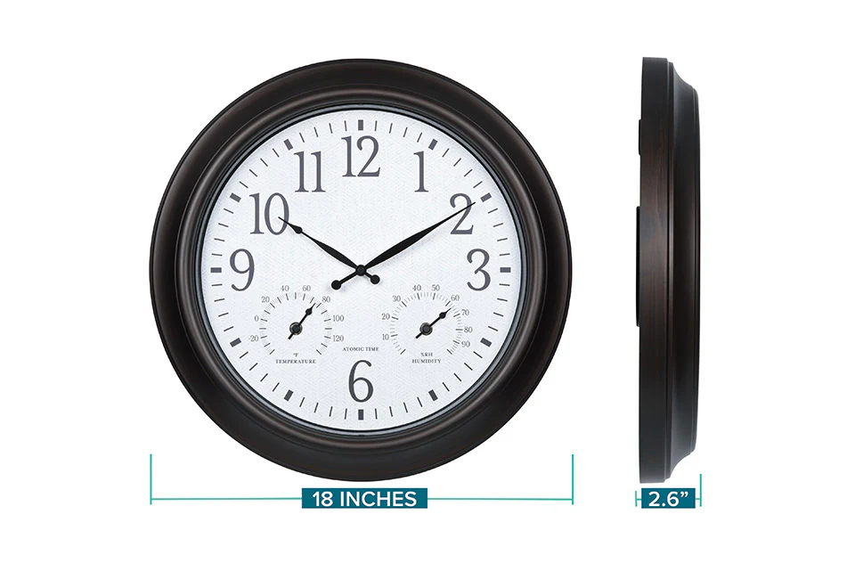 18'' Atomic Outdoor Clock with Thermometer and Humidity - Image 9