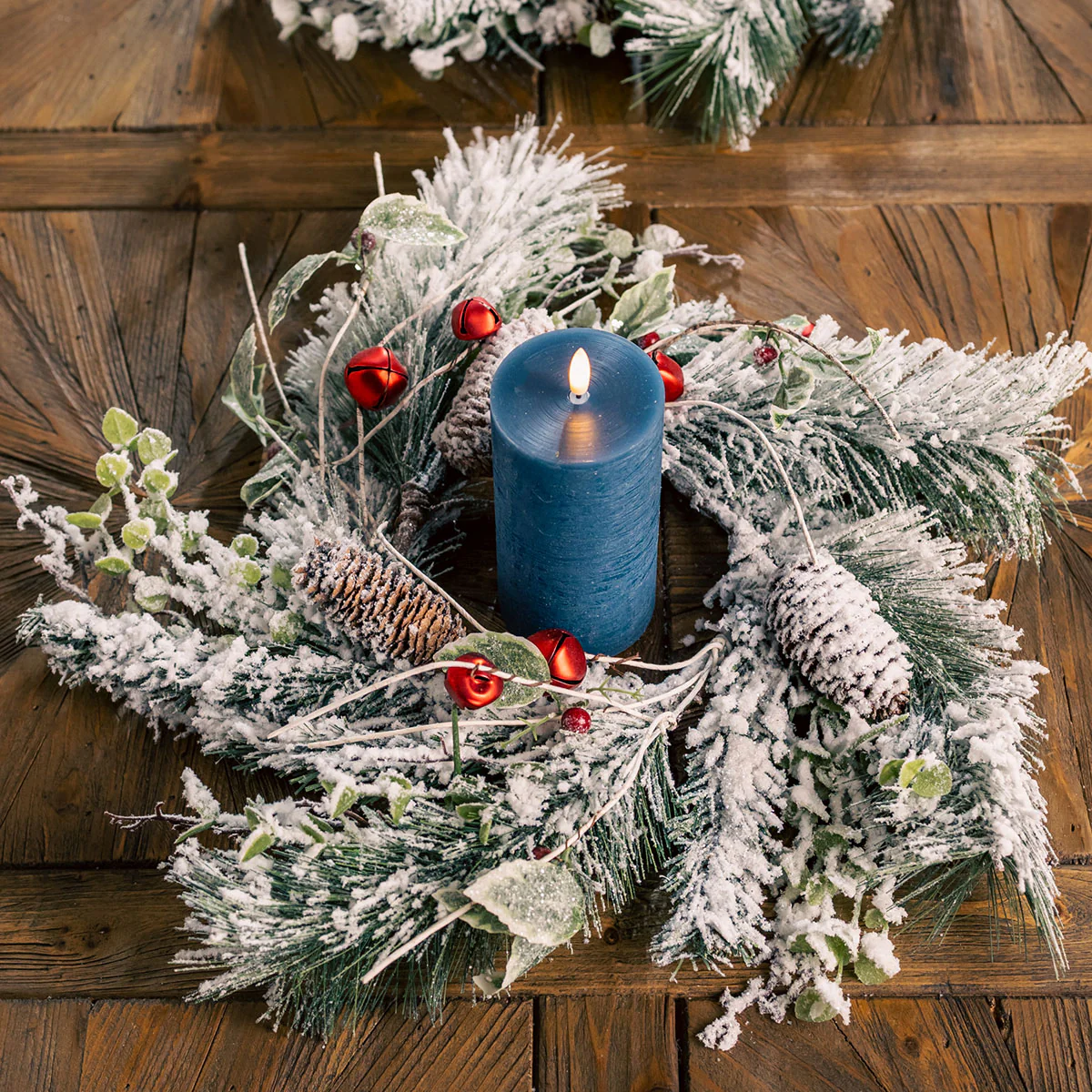 18'' Flocked Pine Candle Ring - Image 4
