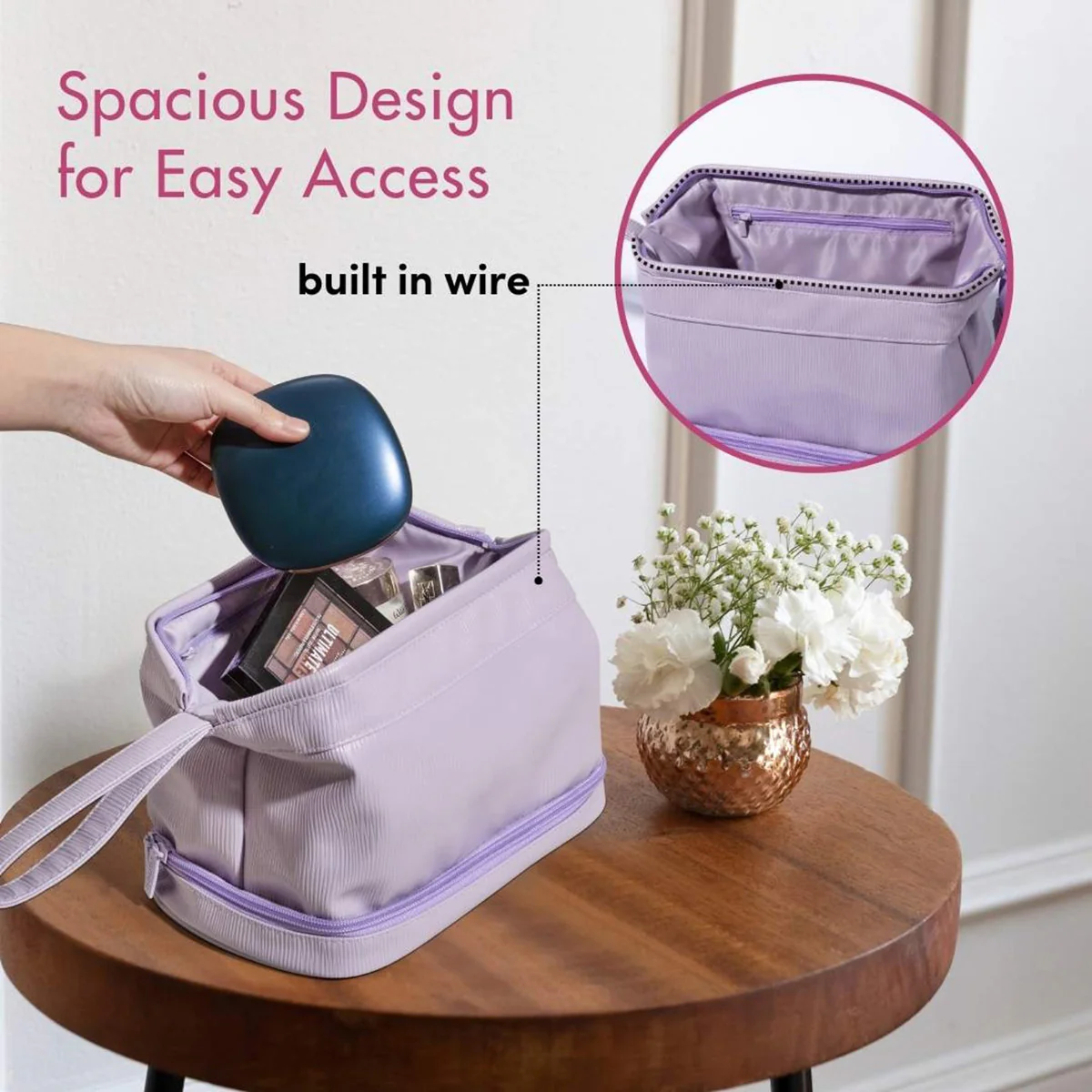 2-in-1 Cosmetic Case with Makeup Brush Compartment - Image 4