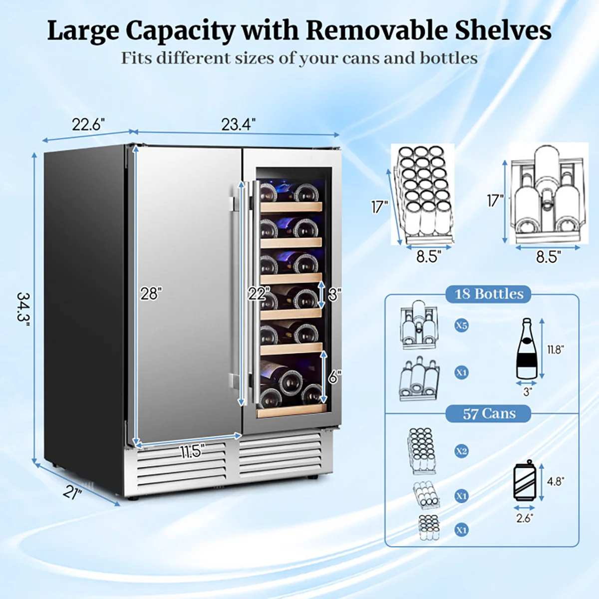 2-in-1 Dual Zone Beverage and Wine Cooler - Image 8