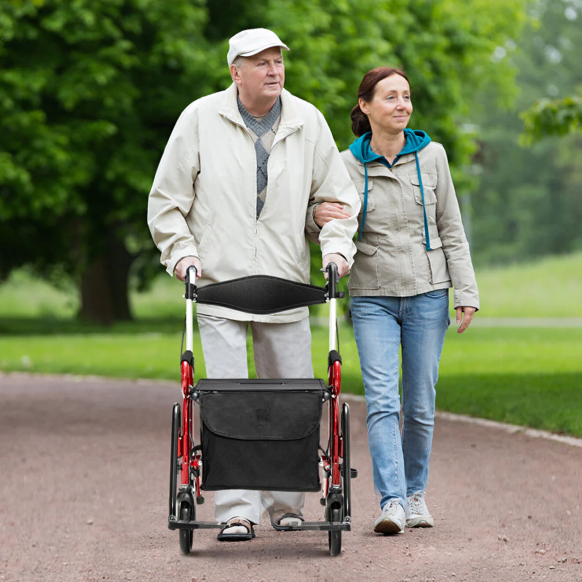 2-in-1 Folding Rollator Walker Transport Wheelchair - Image 10