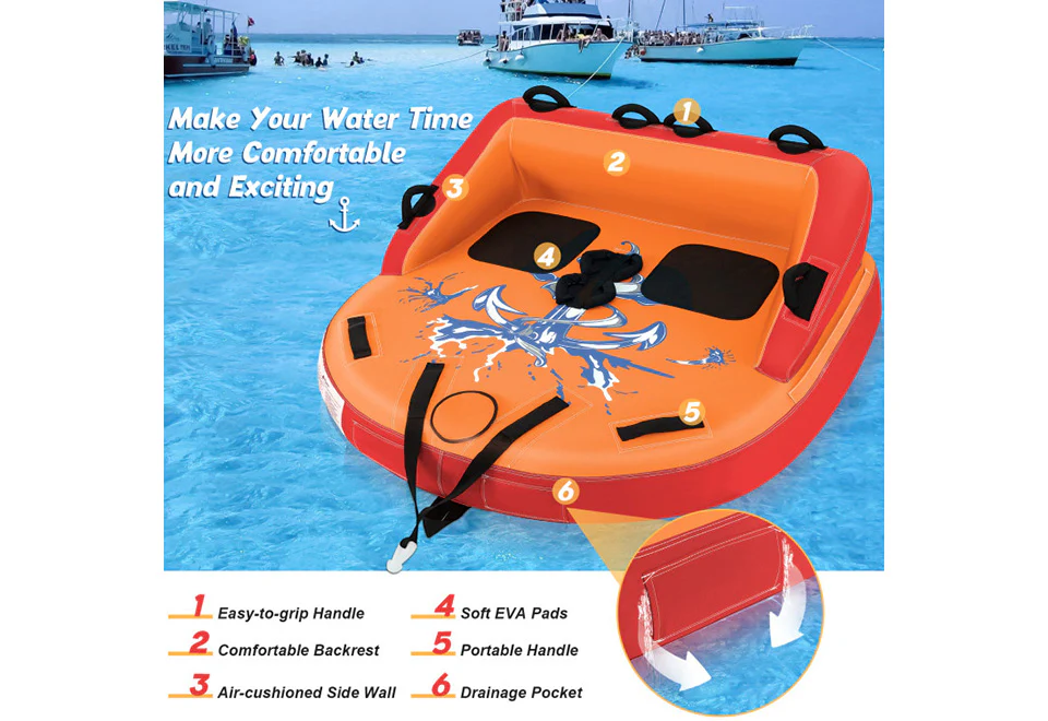 2 Person Water Sport Inflatable Towable Tubes for Boating - Image 5