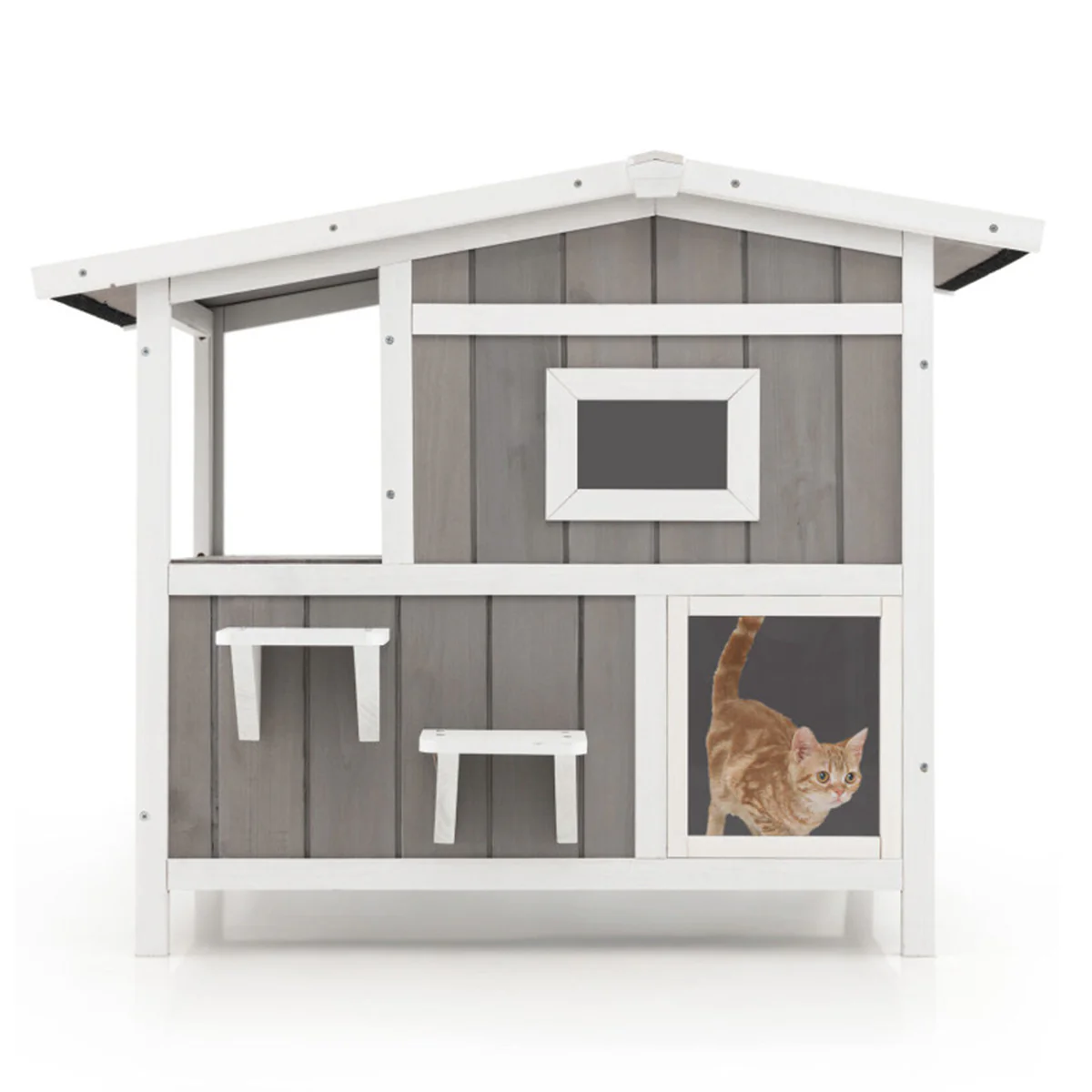 2-Story Wooden Outdoor Feral Cat House - Image 2