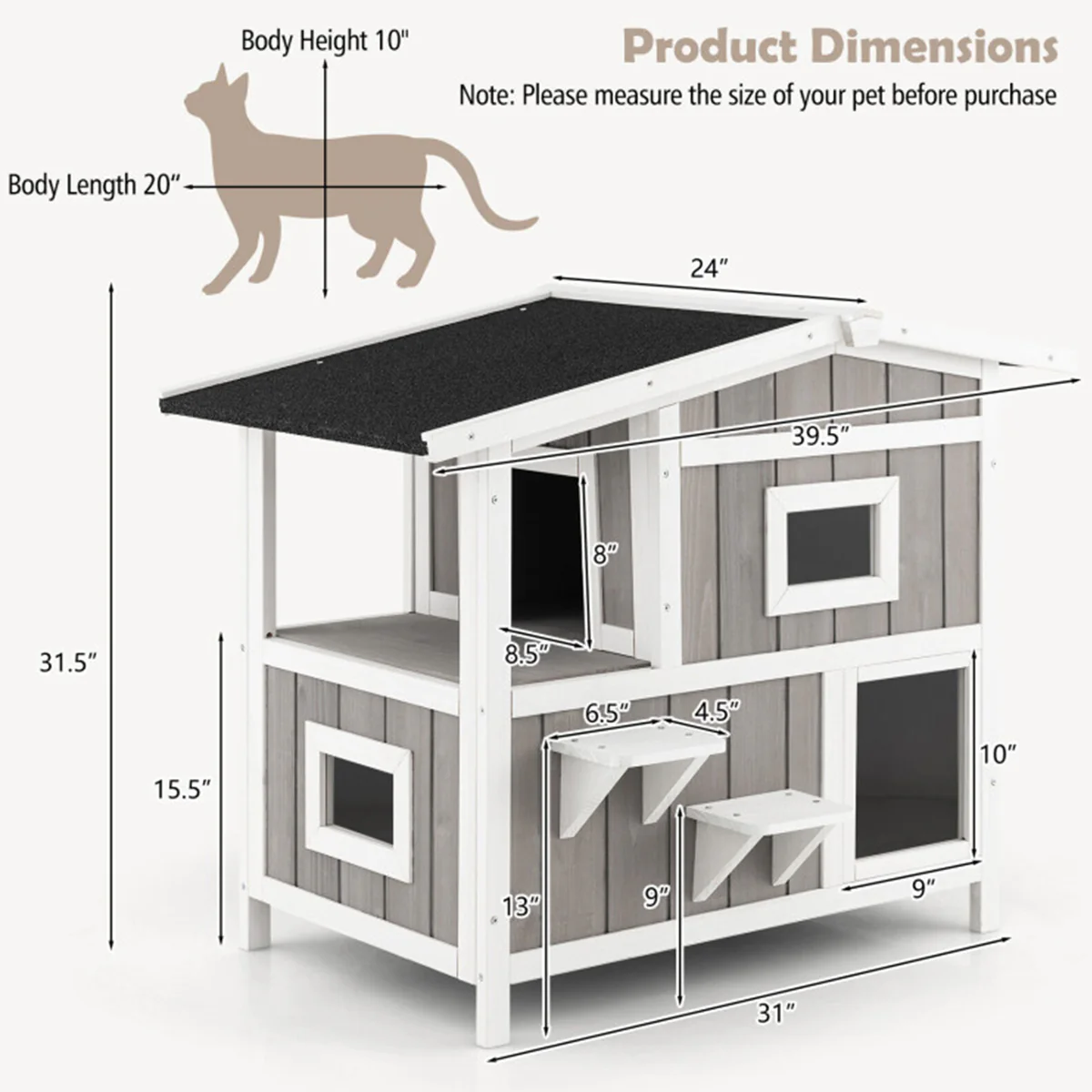 2-Story Wooden Outdoor Feral Cat House - Image 8