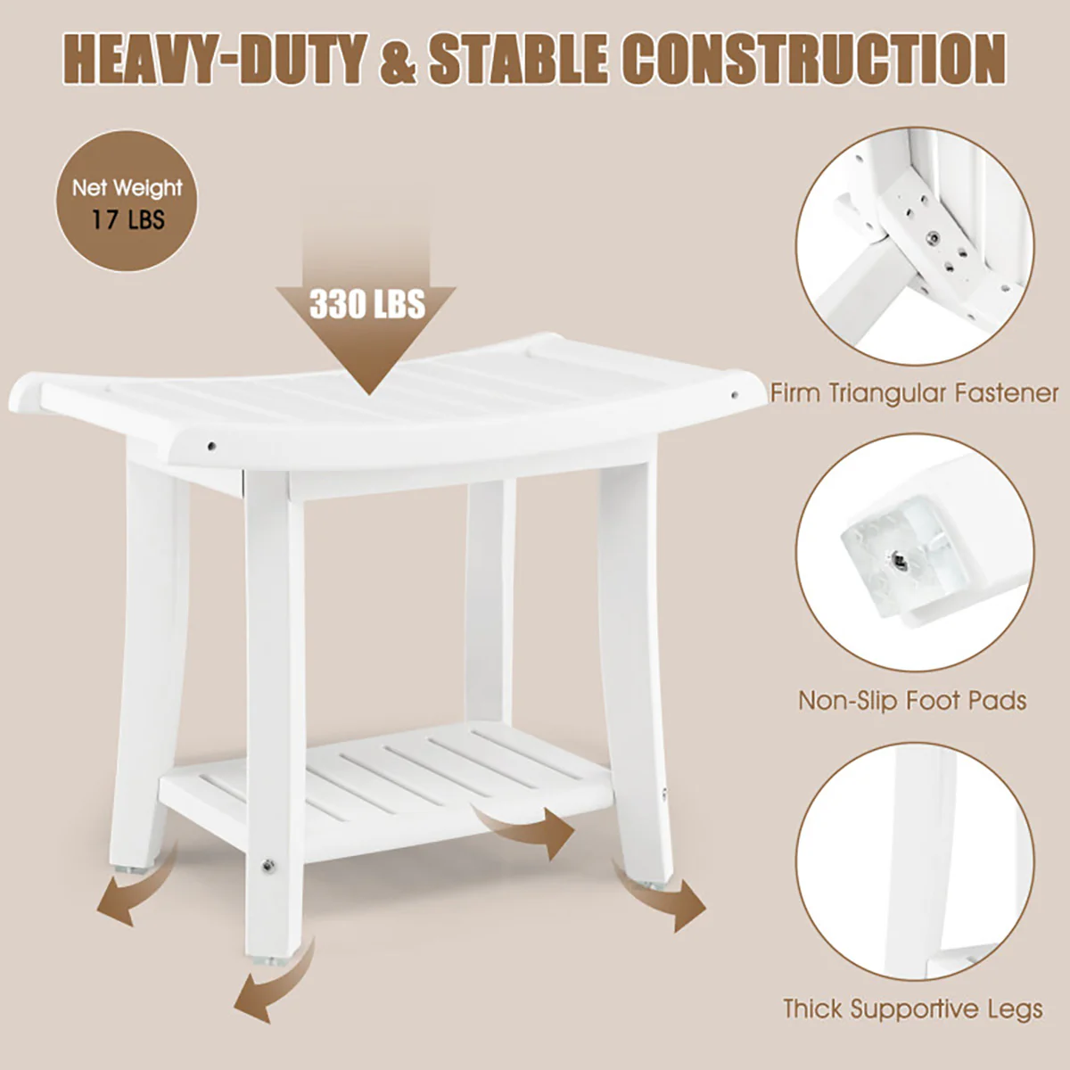2-Tier Bathroom Shower Bench - Image 11