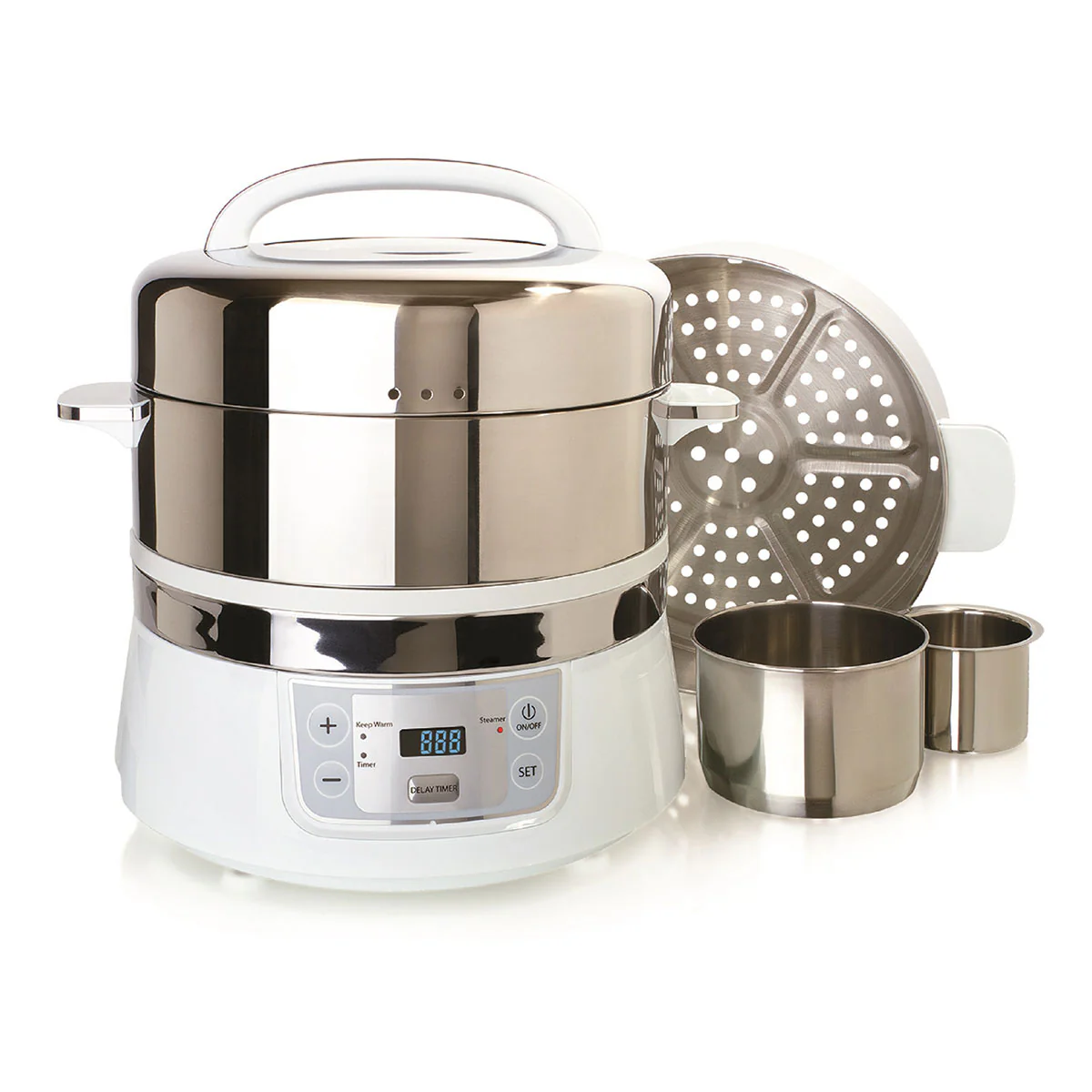 2-Tier Stainless Steel Electric Food Steamer - Image 2