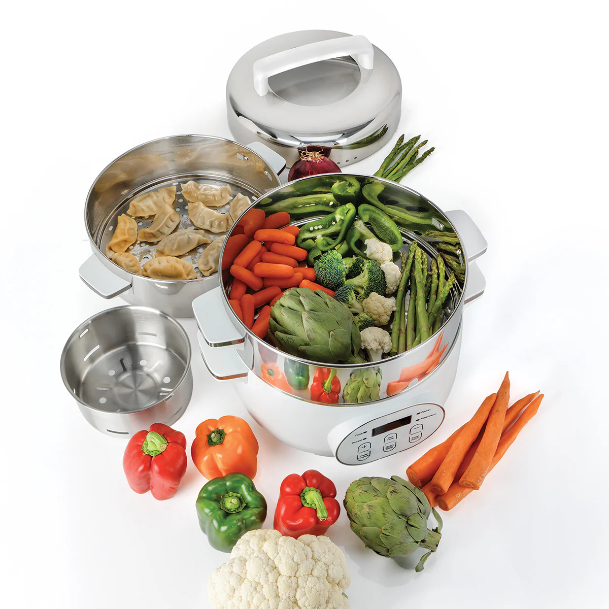 2-Tier Stainless Steel Electric Food Steamer - Image 4
