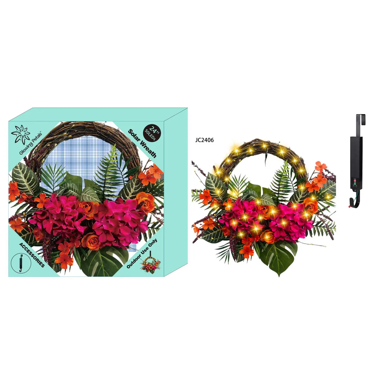 24'' Solar LED Wreath - Image 14