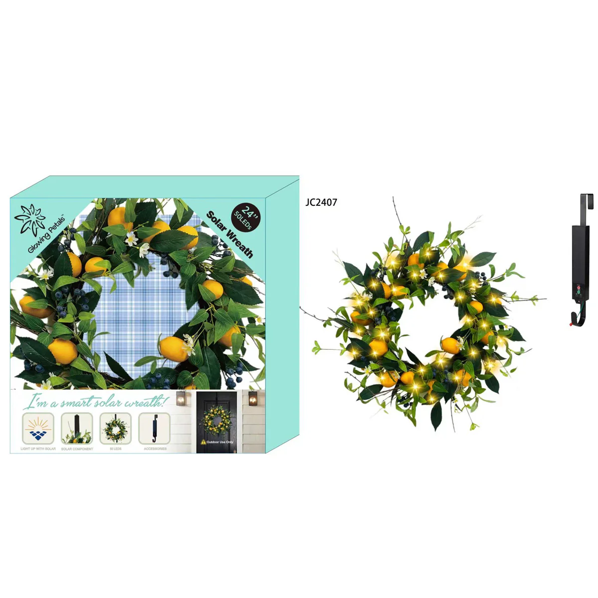 24'' Solar LED Wreath - Image 16