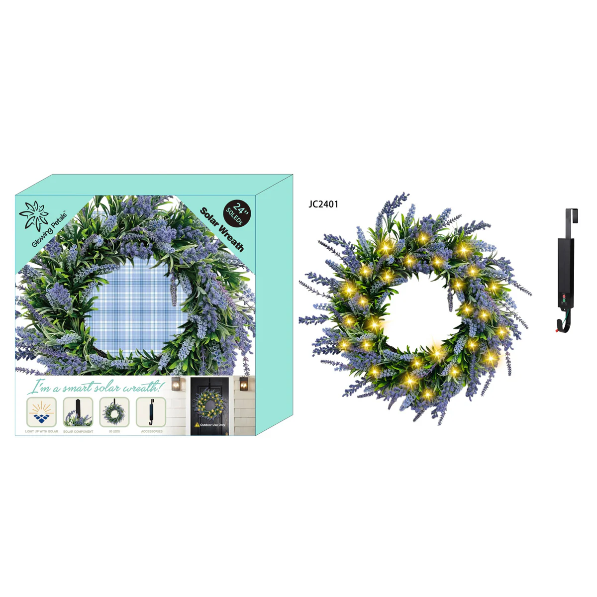 24'' Solar LED Wreath - Image 6