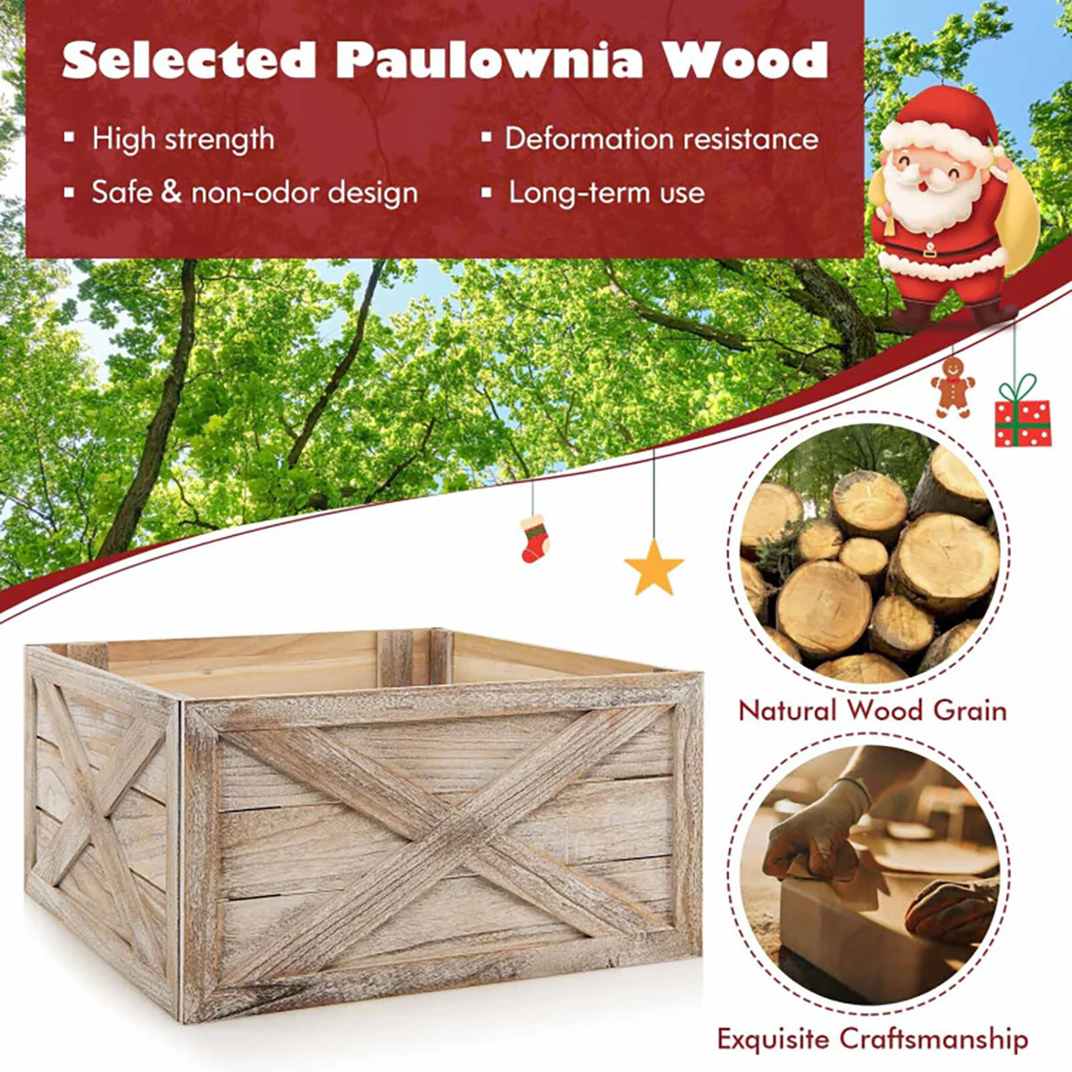 28.5'' Wooden Christmas Tree Collar - Image 3