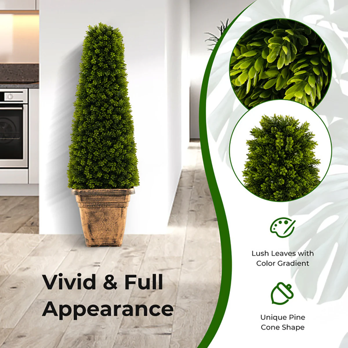 3' Artificial Boxwood Topiary Tree with Cement Flowerpot - Image 4