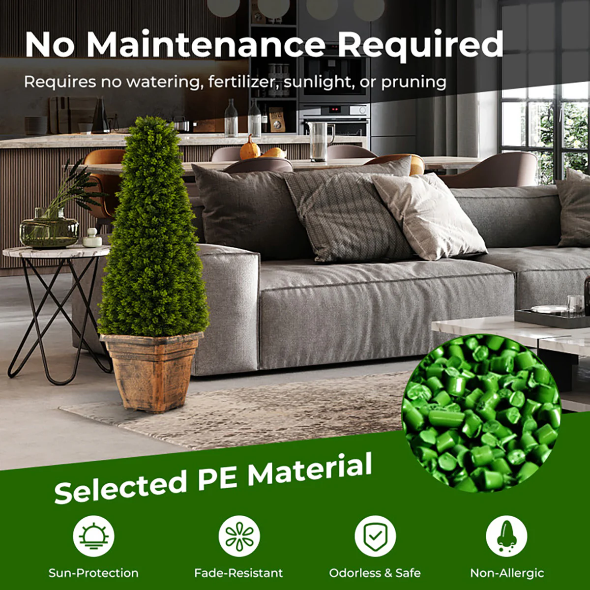 3' Artificial Boxwood Topiary Tree with Cement Flowerpot - Image 6