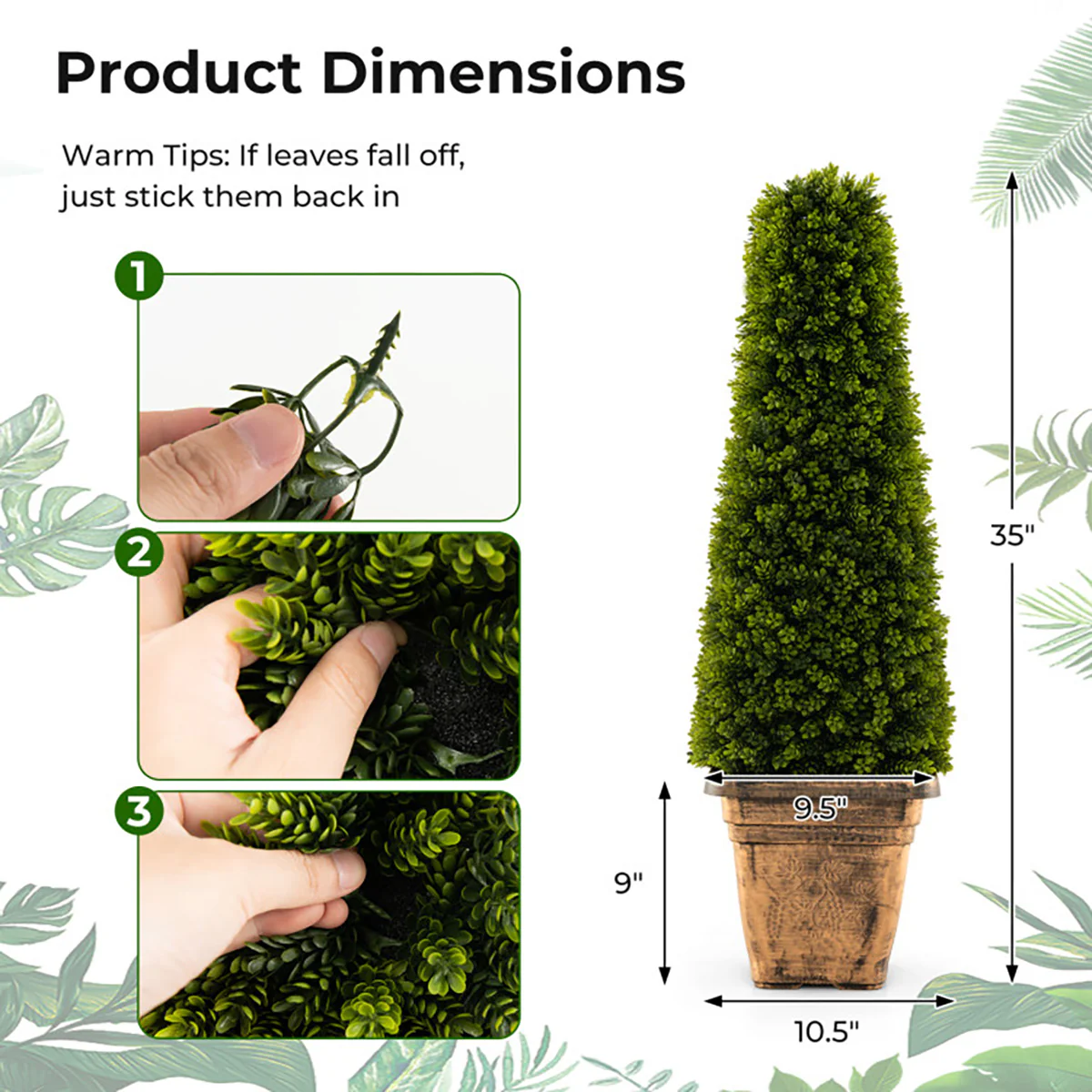 3' Artificial Boxwood Topiary Tree with Cement Flowerpot - Image 8