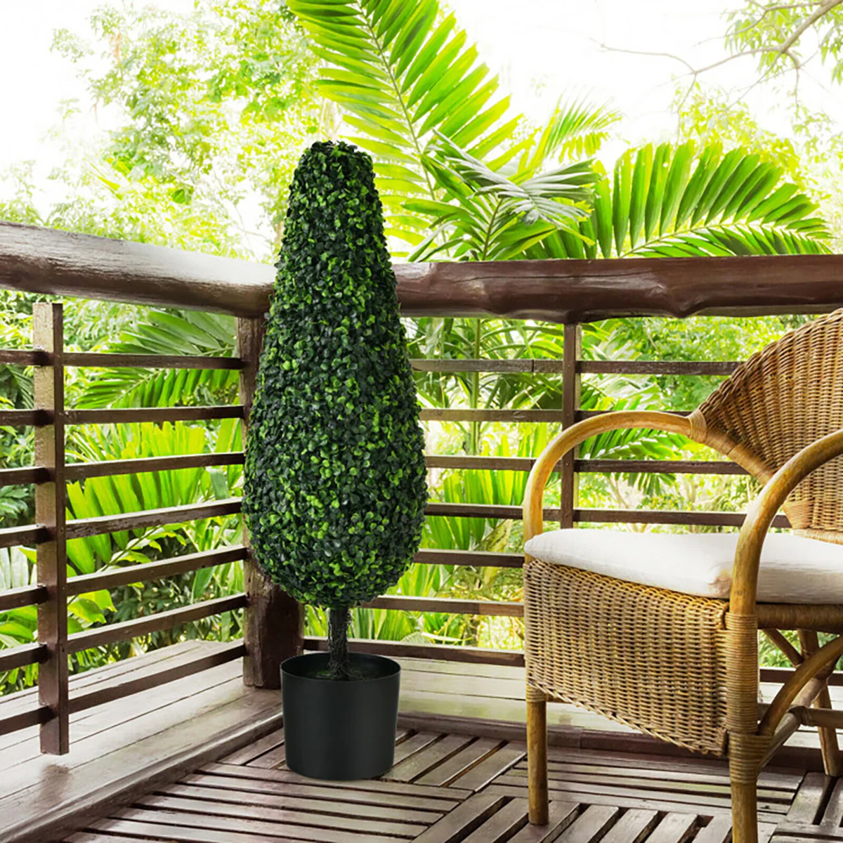3' Artificial Boxwood Tower Topiary Trees (Set of 2) - Image 11