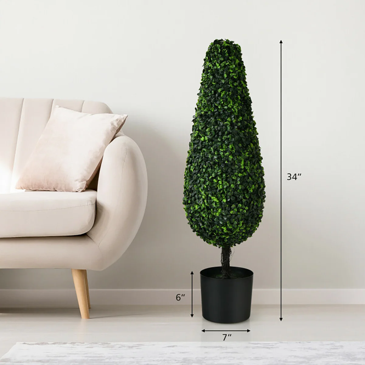 3' Artificial Boxwood Tower Topiary Trees (Set of 2) - Image 8