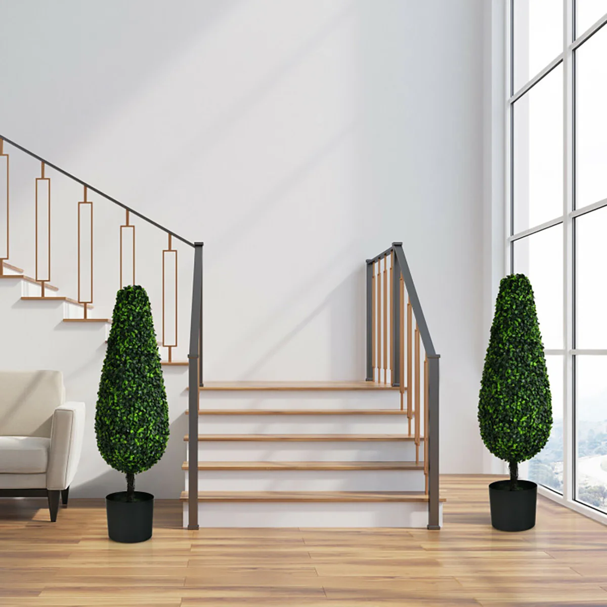 3' Artificial Boxwood Tower Topiary Trees (Set of 2) - Image 9
